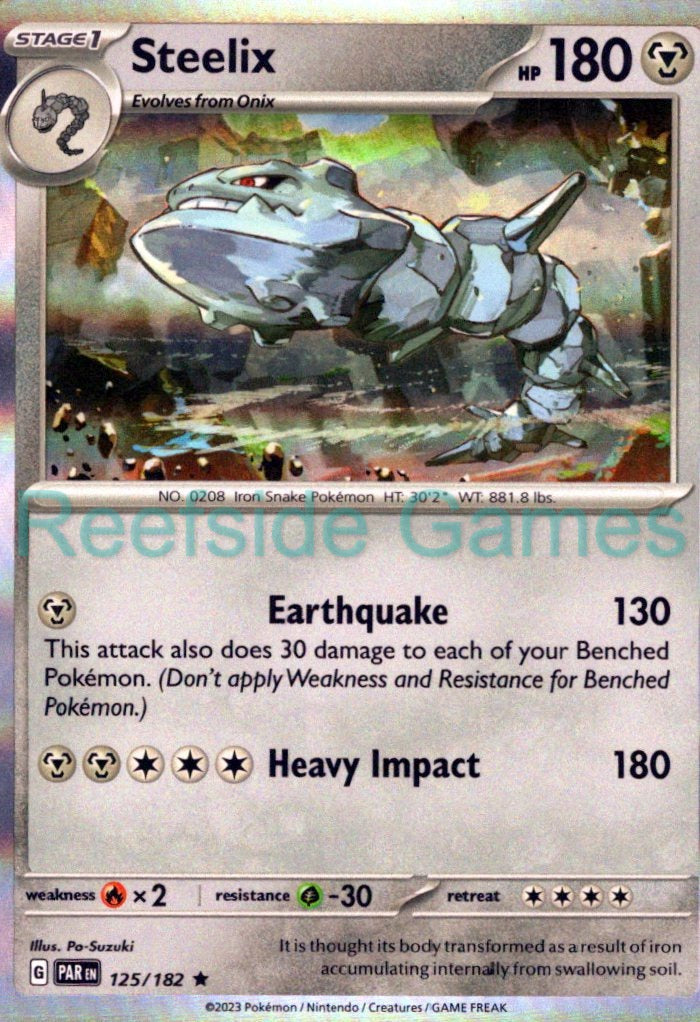 STEELIX 125/182 Rare Paradox Rift Pokemon Holo Near Mint