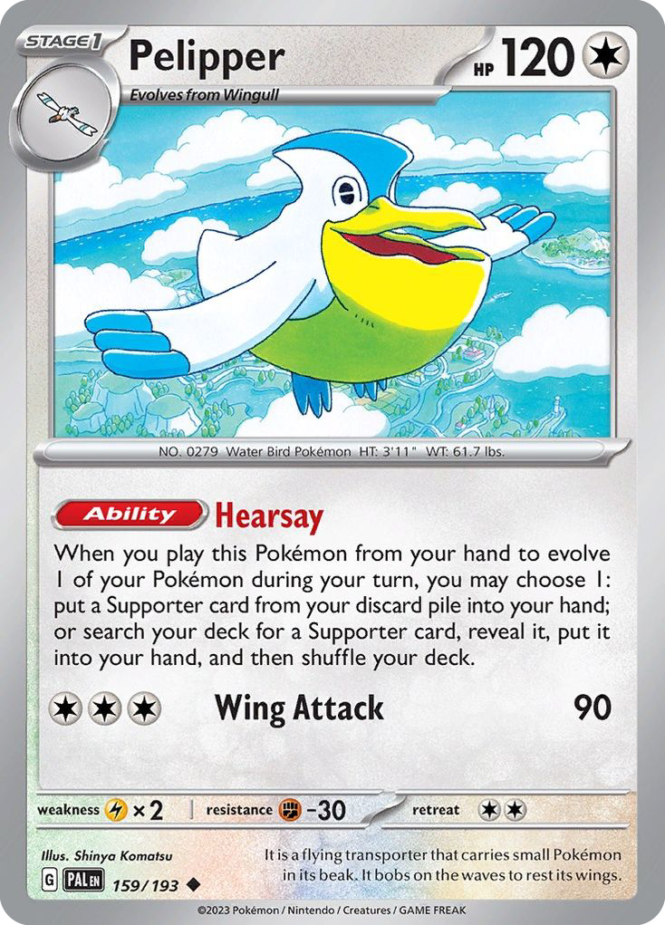 PELIPPER 159/193 Uncommon Paldea Evolved Pokemon Near Mint