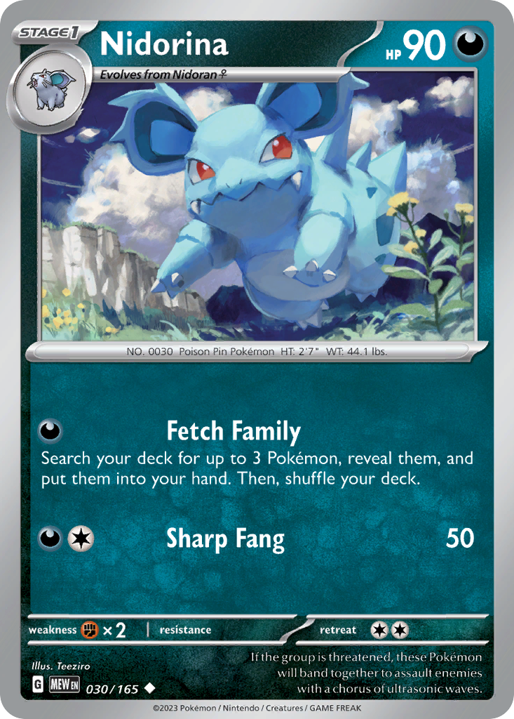 NIDORINA 030/165 Uncommon 151 Pokemon Near Mint