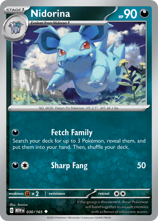 NIDORINA 030/165 Uncommon 151 Pokemon Near Mint