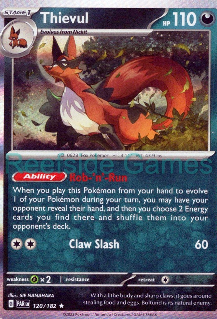 THIEVUL 120/182 Rare Paradox Rift Pokemon Reverse Holo Near Mint