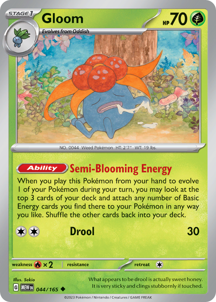 GLOOM 044/165 Uncommon 151 Pokemon Near Mint