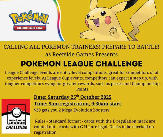 TICKETED EVENT - Pokemon League Challenge - Sat 25th Oct