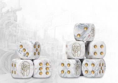 Conquest - City States Logo on Light Grey Marbled Dice