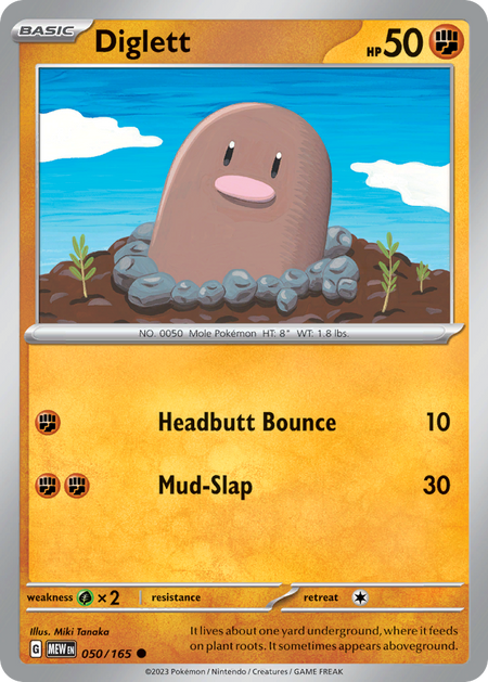 DIGLETT 050/165 Common 151 Pokemon Near Mint