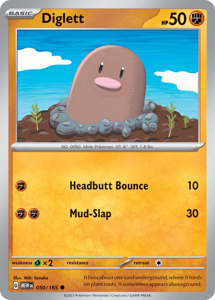 DIGLETT 050/165 Common 151 Pokemon Near Mint