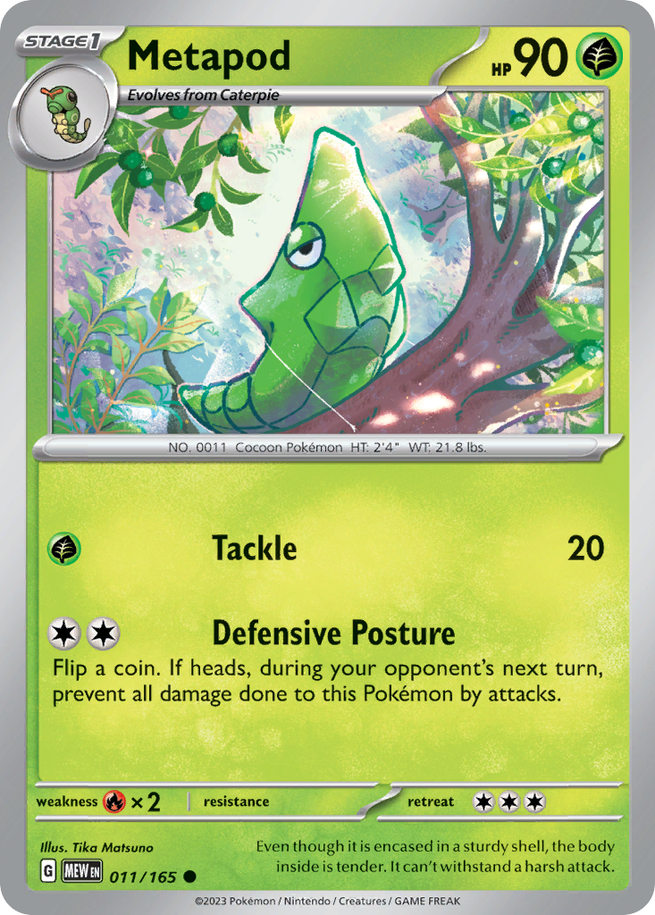 METAPOD 011/165 Common 151 Pokemon Near Mint
