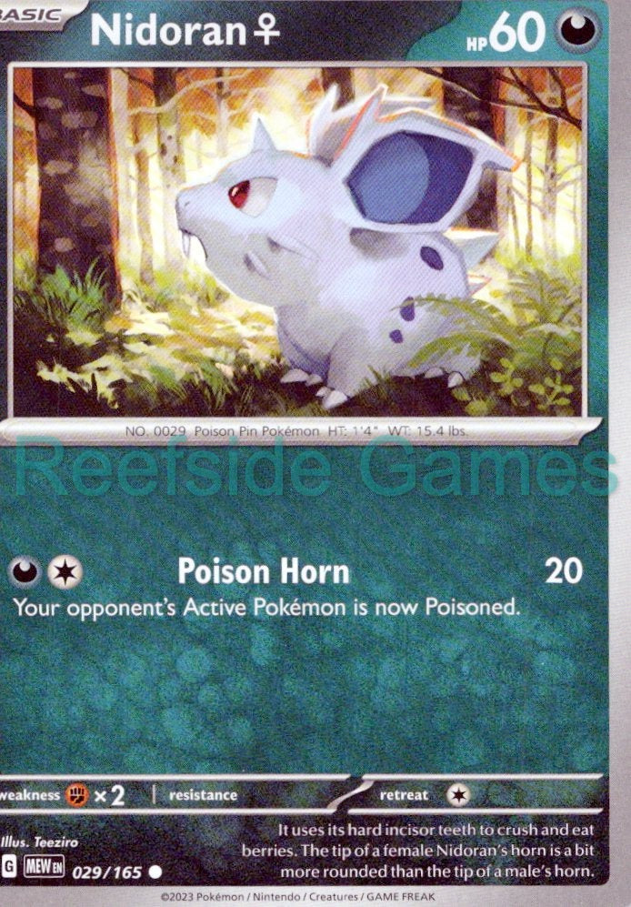 NIDORAN F 029/165 Common 151 Pokemon Near Mint
