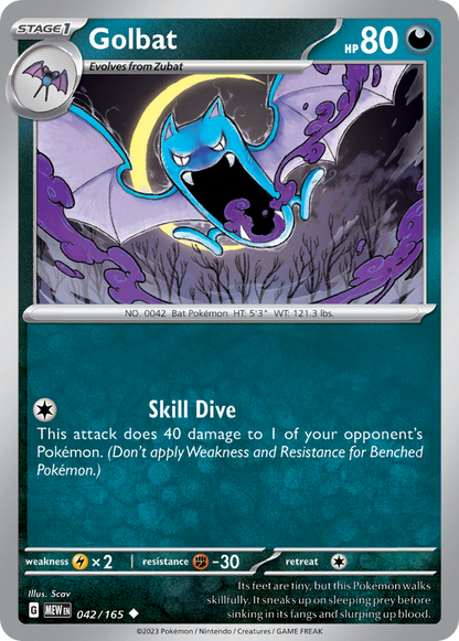GOLBAT 042/165 Uncommon 151 Pokemon Near Mint