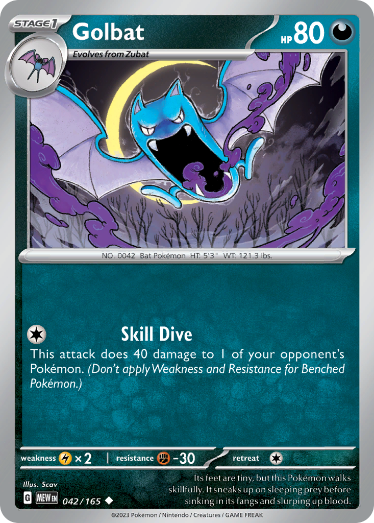 GOLBAT 042/165 Uncommon 151 Pokemon Near Mint