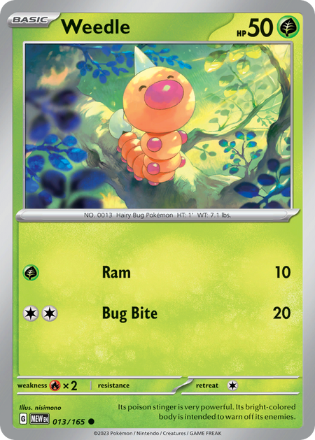 WEEDLE 013/165 Common 151 Pokemon Near Mint