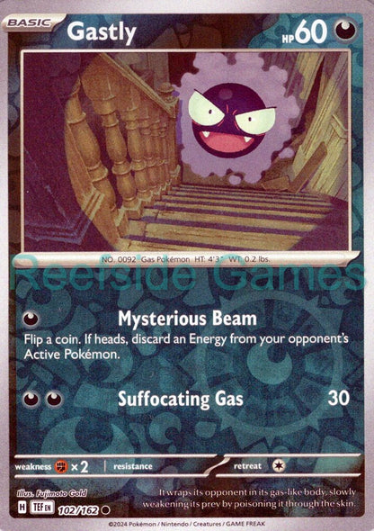 GASTLY 102/162 Common Temporal Forces Pokemon Reverse Holo Near Mint