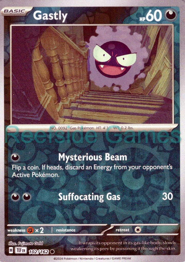 GASTLY 102/162 Common Temporal Forces Pokemon Reverse Holo Near Mint