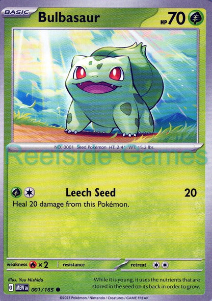 BULBASAUR 001/165 Common 151 Pokemon Near Mint