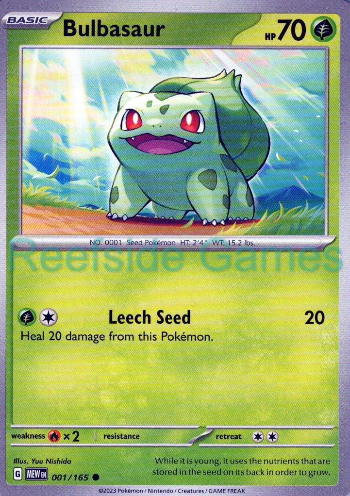 BULBASAUR 001/165 Common 151 Pokemon Near Mint
