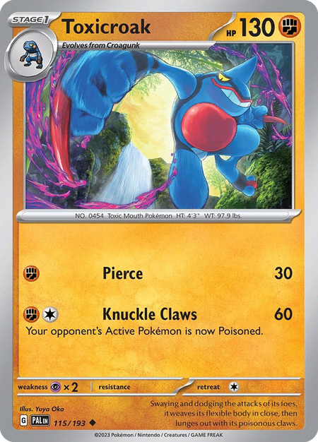 TOXICROAK 115/193 Uncommon Paldea Evolved Pokemon Near Mint