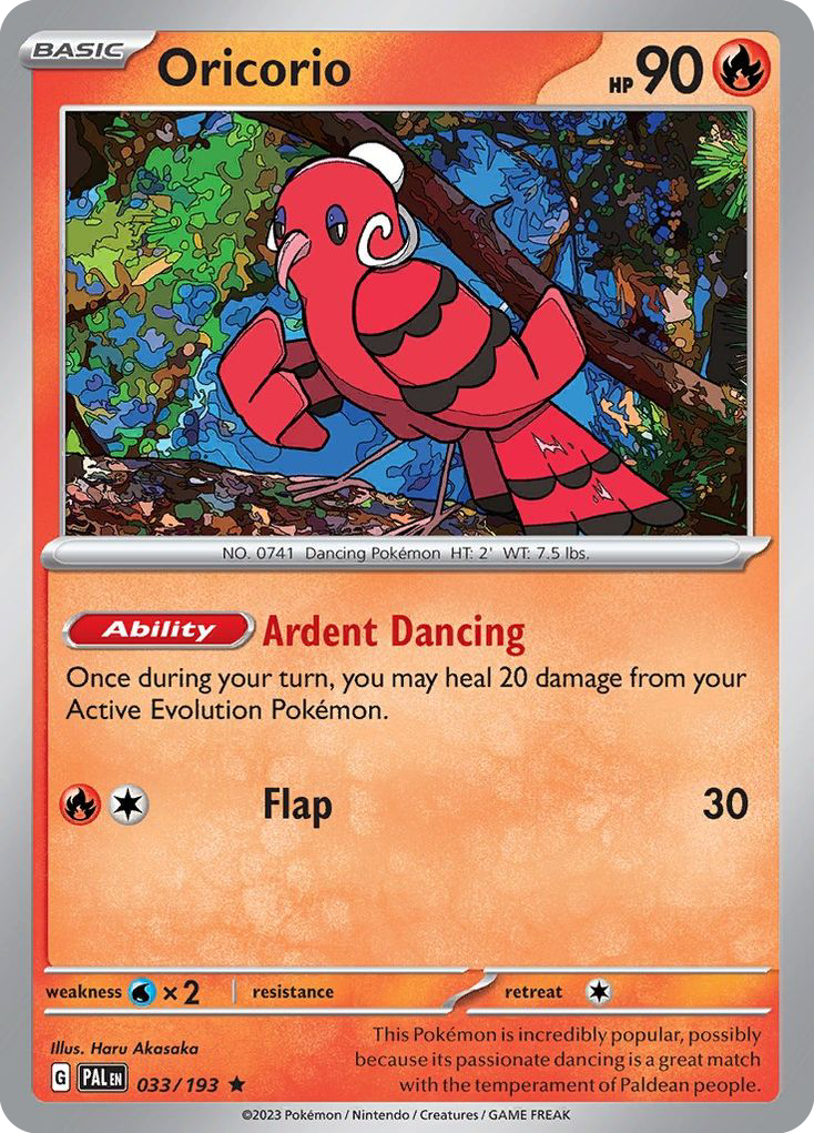 ORICORIO 033/193 Rare Paldea Evolved Pokemon Near Mint