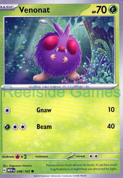VENONAT 048/165 Common 151 Pokemon Near Mint
