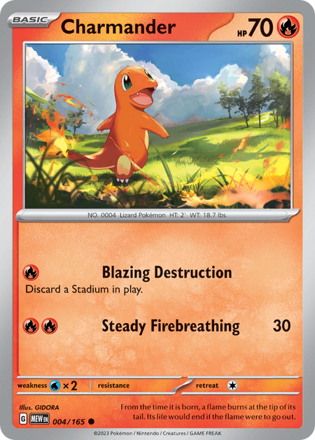 CHARMANDER 004/165 Common 151 Pokemon Near Mint