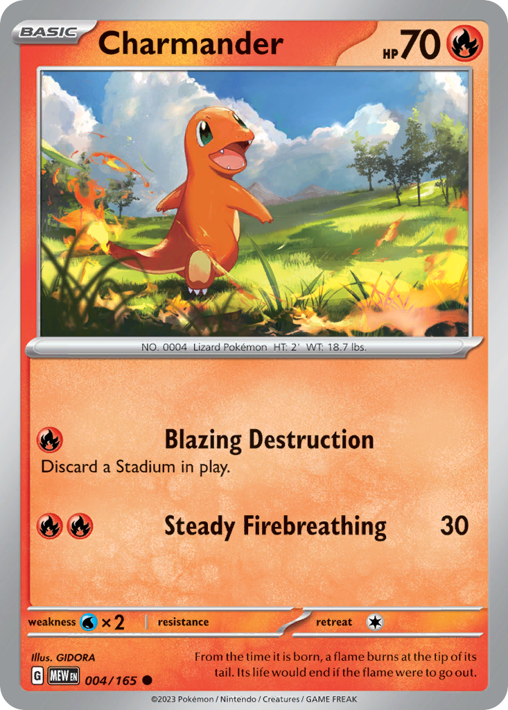 CHARMANDER 004/165 Common 151 Pokemon Near Mint