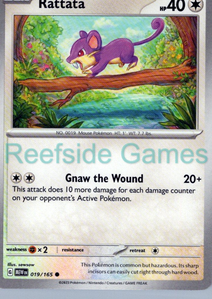 RATTATA 019/165 Common 151 Pokemon Near Mint