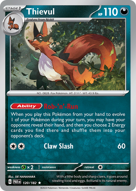 THIEVUL 120/182 Rare Paradox Rift Pokemon Reverse Holo Near Mint