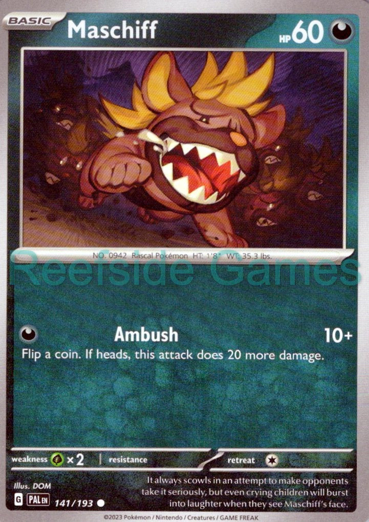 MASCHIFF 141/193 Common Paldea Evolved Pokemon Near Mint