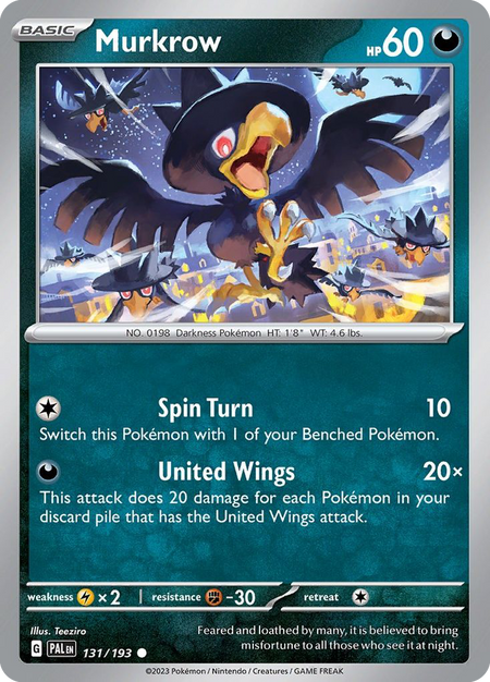 MURKROW 131/193 Common Paldea Evolved Pokemon Near Mint
