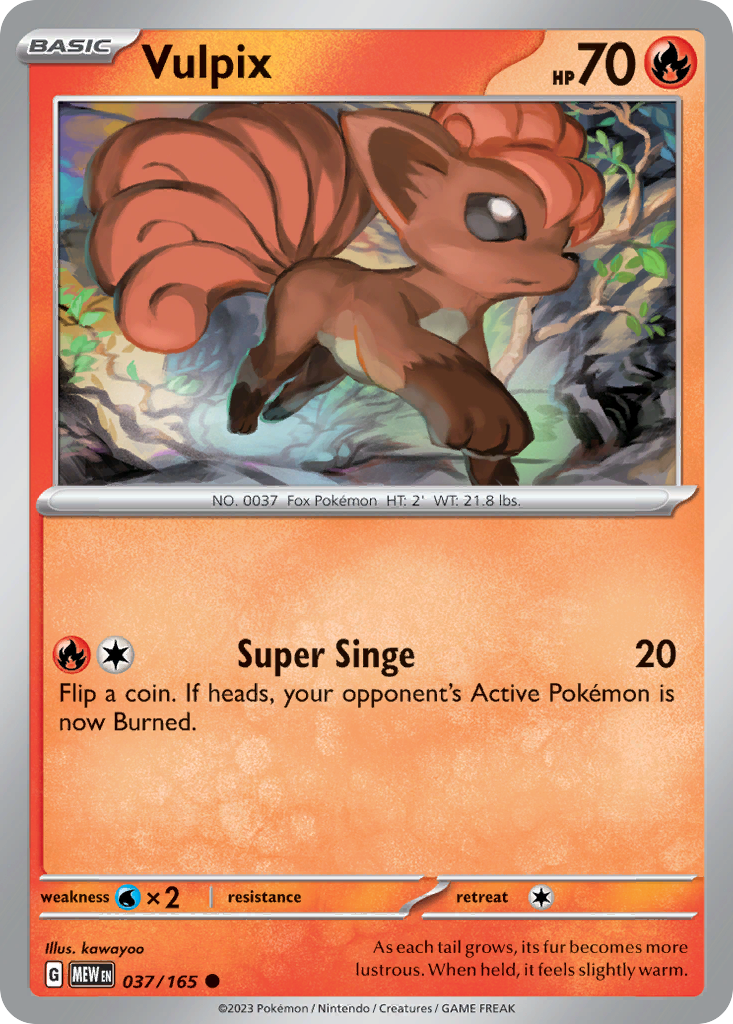VULPIX 037/165 Common 151 Pokemon Near Mint