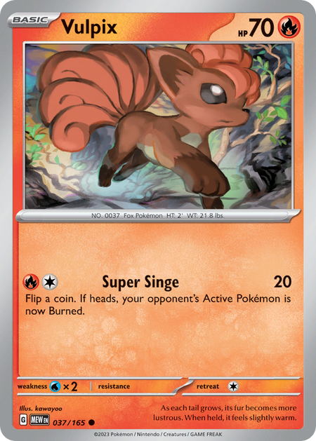 VULPIX 037/165 Common 151 Pokemon Near Mint
