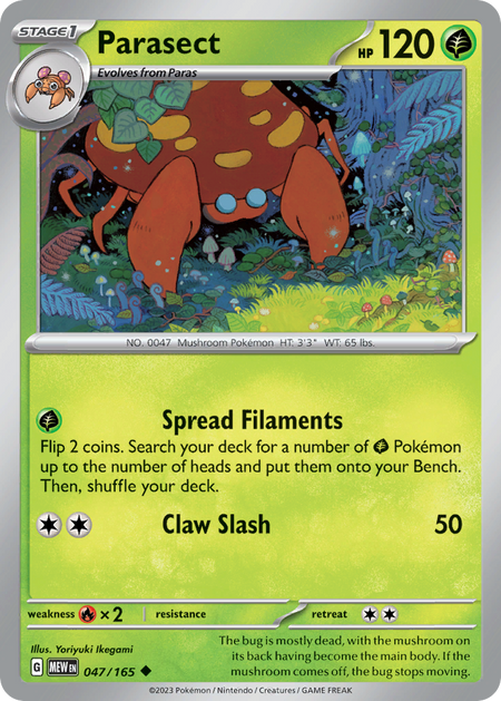 PARASECT 047/165 Uncommon 151 Pokemon Near Mint