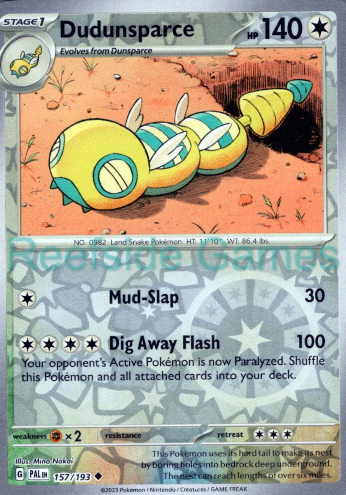 DUDUNSPARCE 157/193 Uncommon Paldea Evolved Pokemon Reverse Holo Near Mint