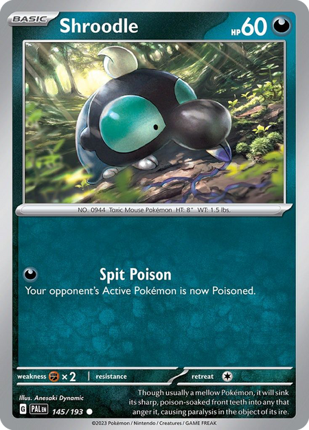 SHROODLE 145/193 Common Paldea Evolved Pokemon Near Mint