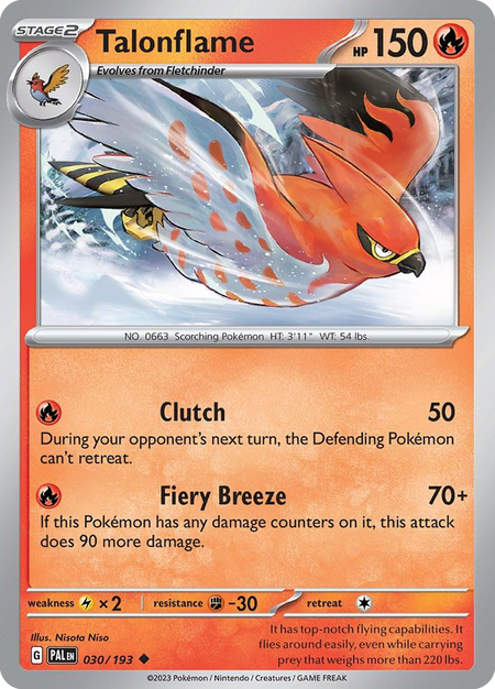 TALONFLAME 030/193 Uncommon Paldea Evolved Pokemon Near Mint