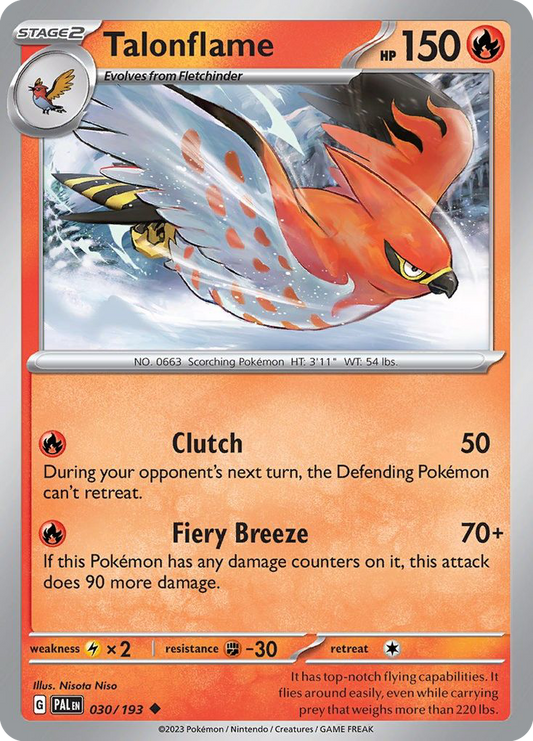 TALONFLAME 030/193 Uncommon Paldea Evolved Pokemon Near Mint