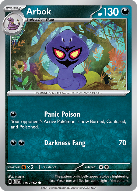 ARBOK 101/162 Common Temporal Forces Pokemon Near Mint
