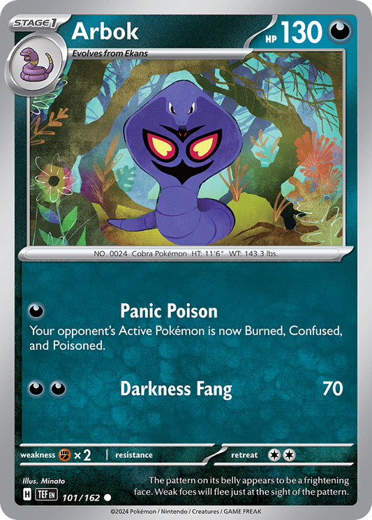 ARBOK 101/162 Common Temporal Forces Pokemon Near Mint
