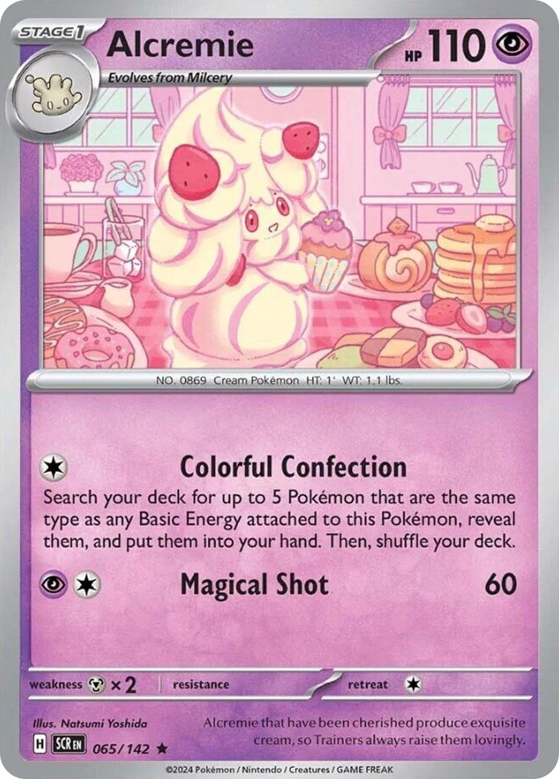 ALCREMIE 65/142 Rare Stellar Crown Pokemon Holo Near Mint