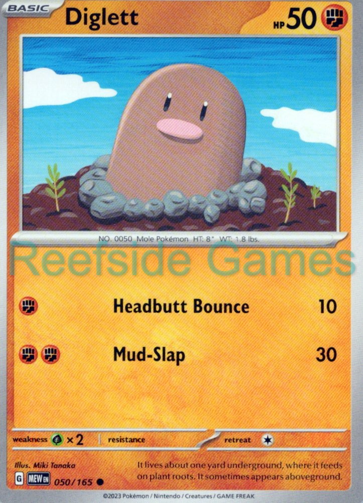 DIGLETT 050/165 Common 151 Pokemon Near Mint