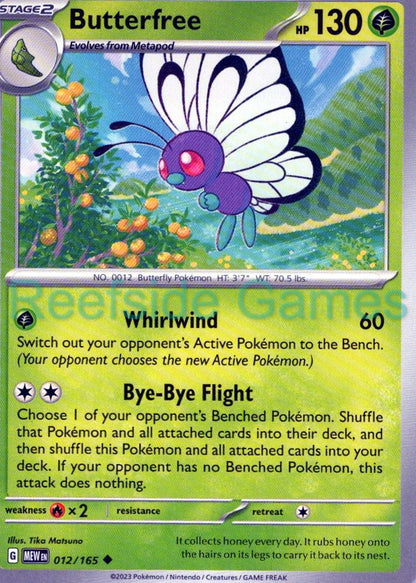 BUTTERFREE 012/165 Uncommon 151 Pokemon Near Mint