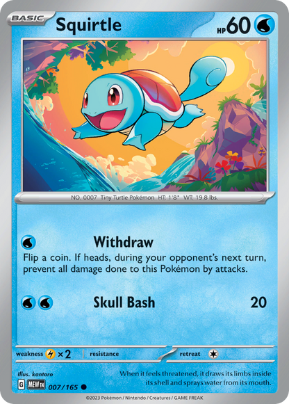 SQUIRTLE 007/165 Common 151 Pokemon Near Mint
