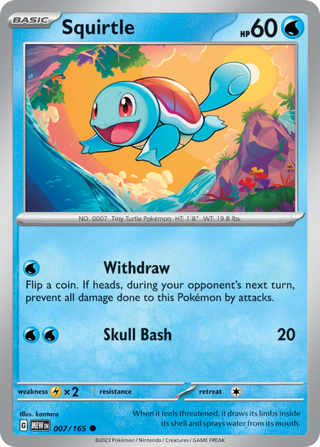 SQUIRTLE 007/165 Common 151 Pokemon Near Mint