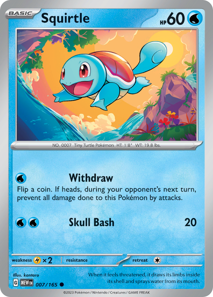 SQUIRTLE 007/165 Common 151 Pokemon Near Mint
