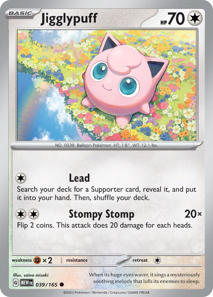 JIGGLYPUFF 039/165 Common 151 Pokemon Near Mint