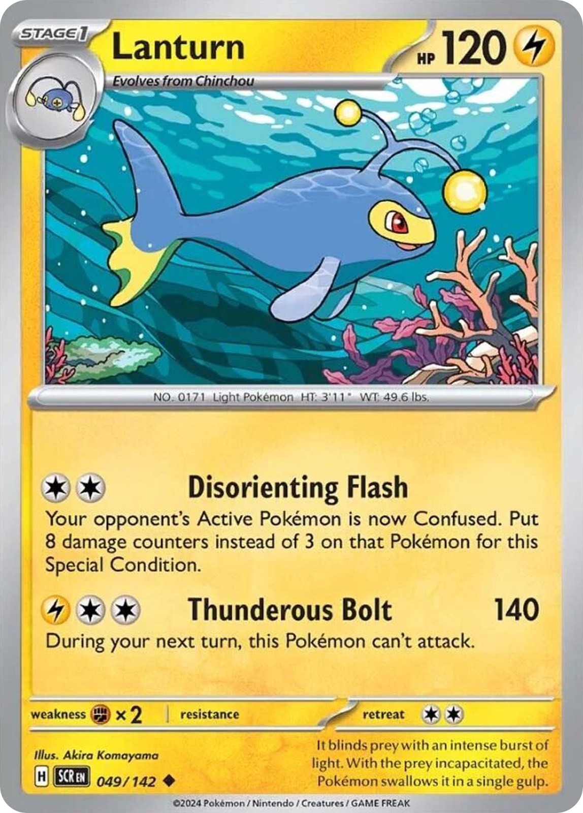LANTURN 49/142 Uncommon Stellar Crown Pokemon Near Mint