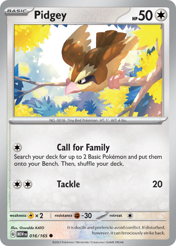 PIDGEY 016/165 Common 151 Pokemon Near Mint
