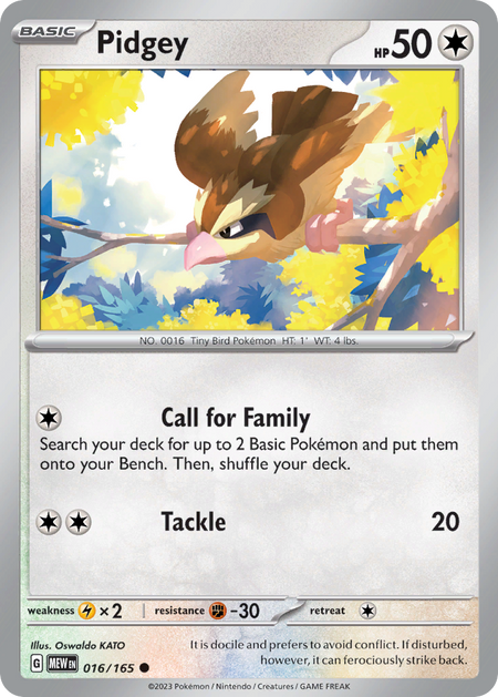 PIDGEY 016/165 Common 151 Pokemon Near Mint