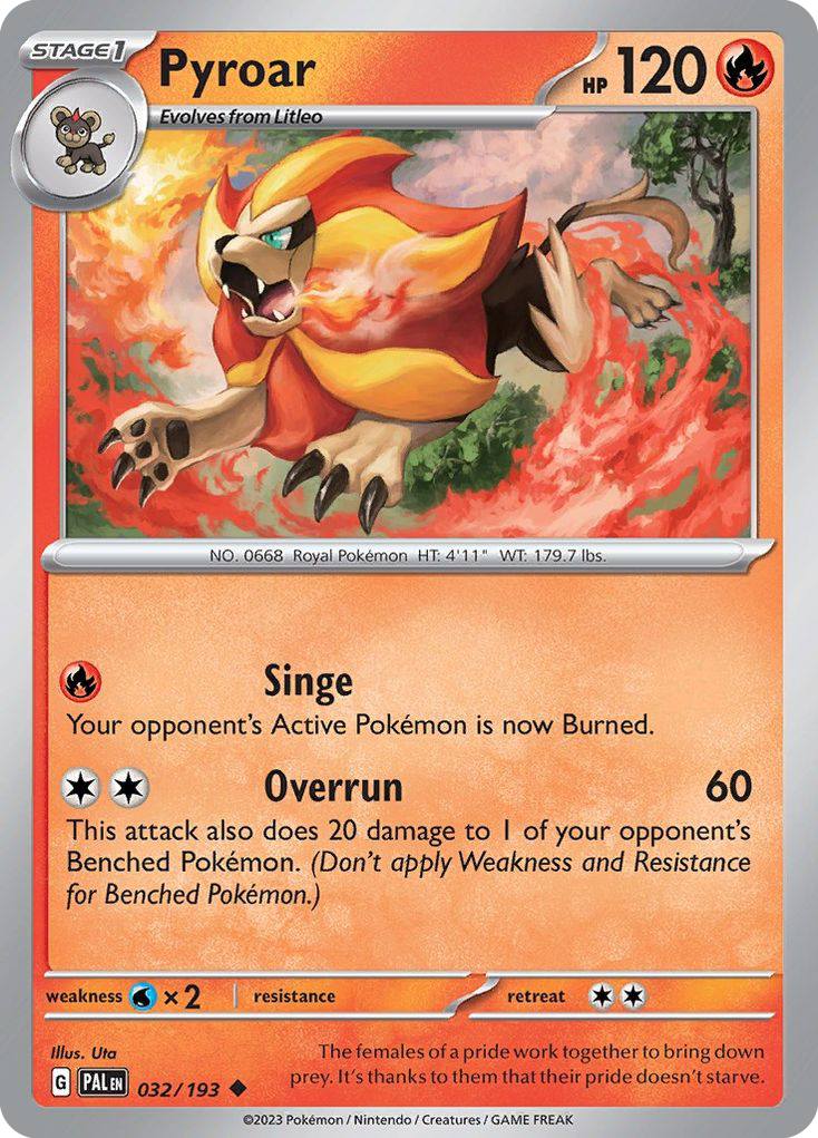 PYROAR 032/193 Uncommon Paldea Evolved Pokemon Near Mint