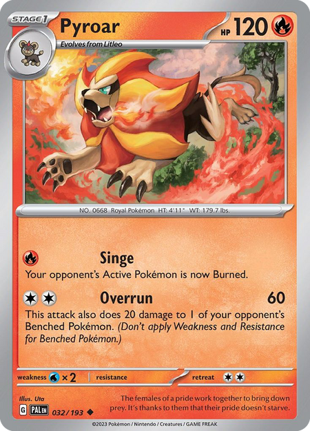PYROAR 032/193 Uncommon Paldea Evolved Pokemon Near Mint