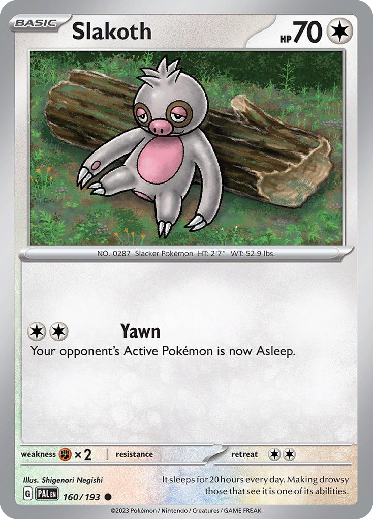 SLAKOTH 160/193 Common Paldea Evolved Pokemon Near Mint
